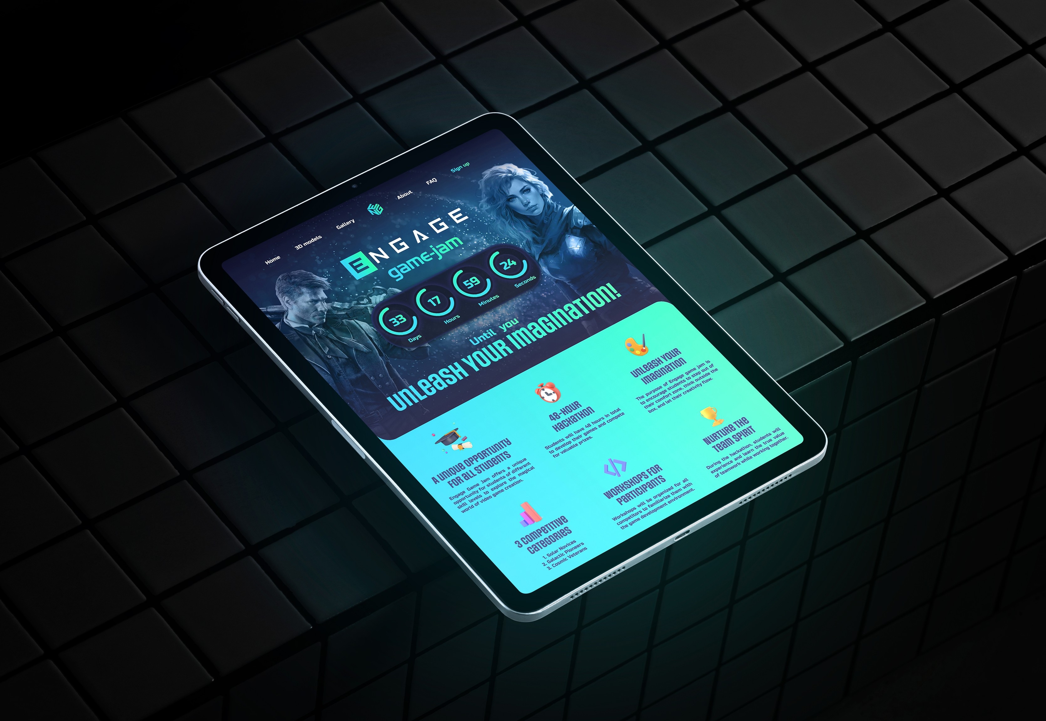 Engage Game Jam – Official Event Website app branding design game jam gamedev graphic design landing page logo