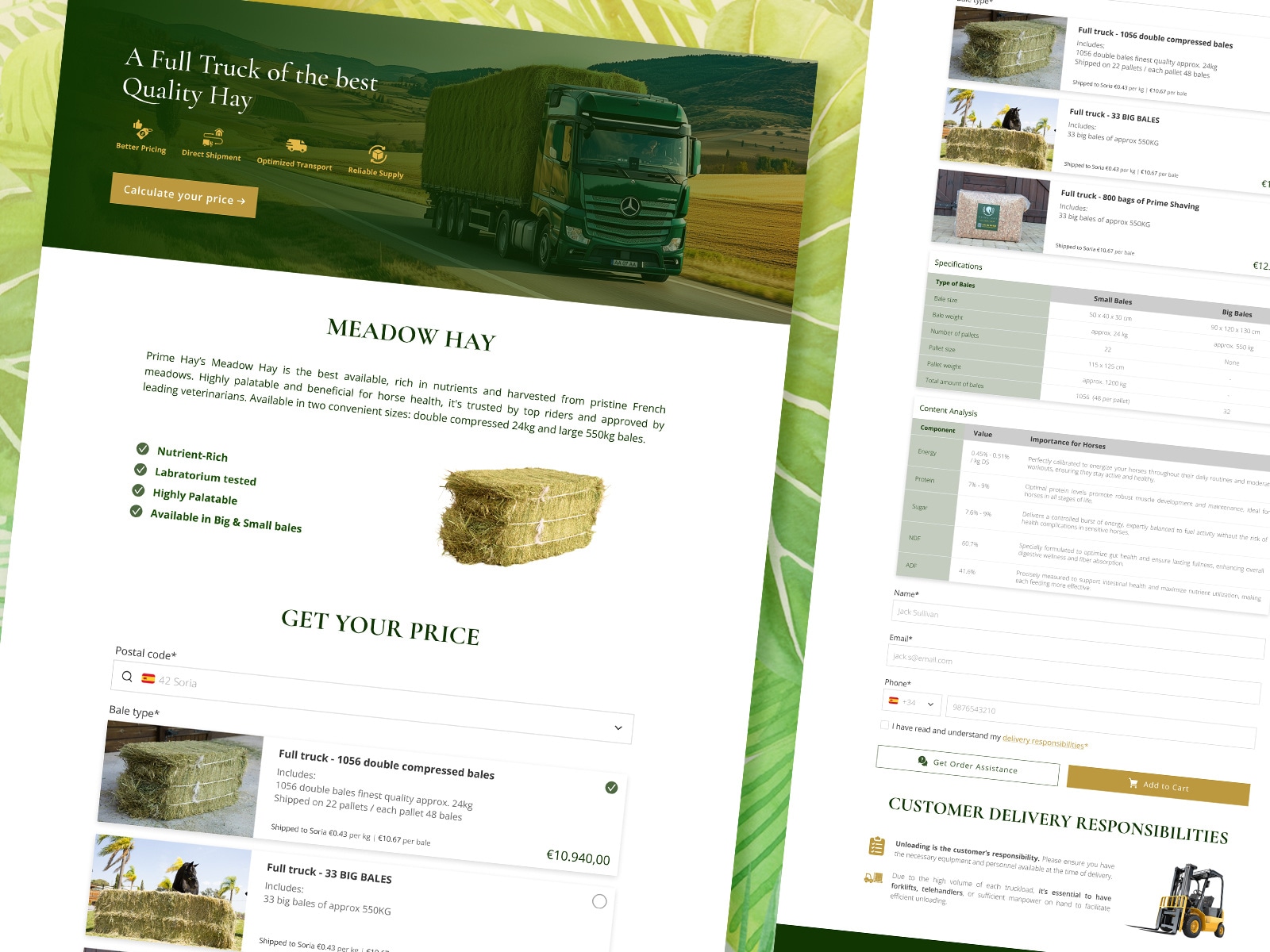 Prime Hay - Full Truck Delivery Page conversion design design e commerce elegant form design product page ui ux web design